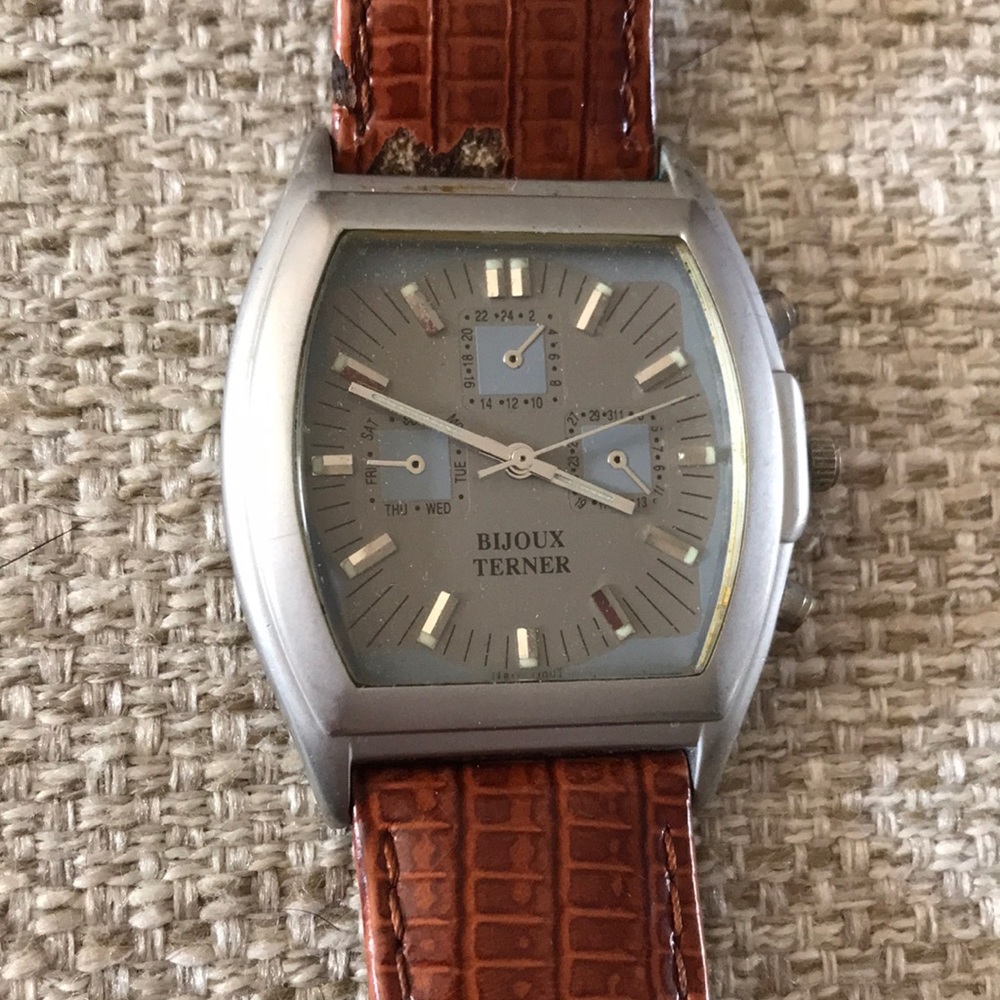 Bijoux Terner Tan/Grey Face Tachymetre Wrist Watch, Men’s
